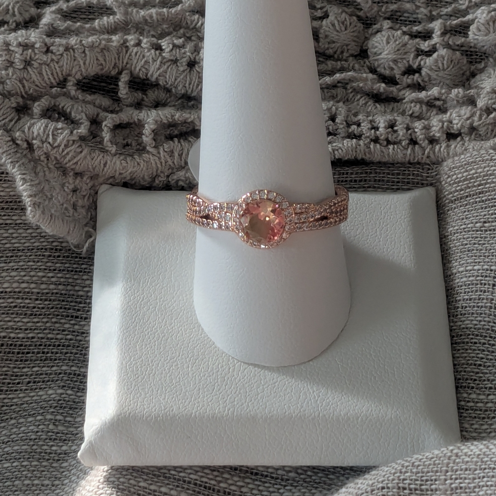Elegant Watermelon Tourmaline Stone Women's Ring - Picture 2 of 3